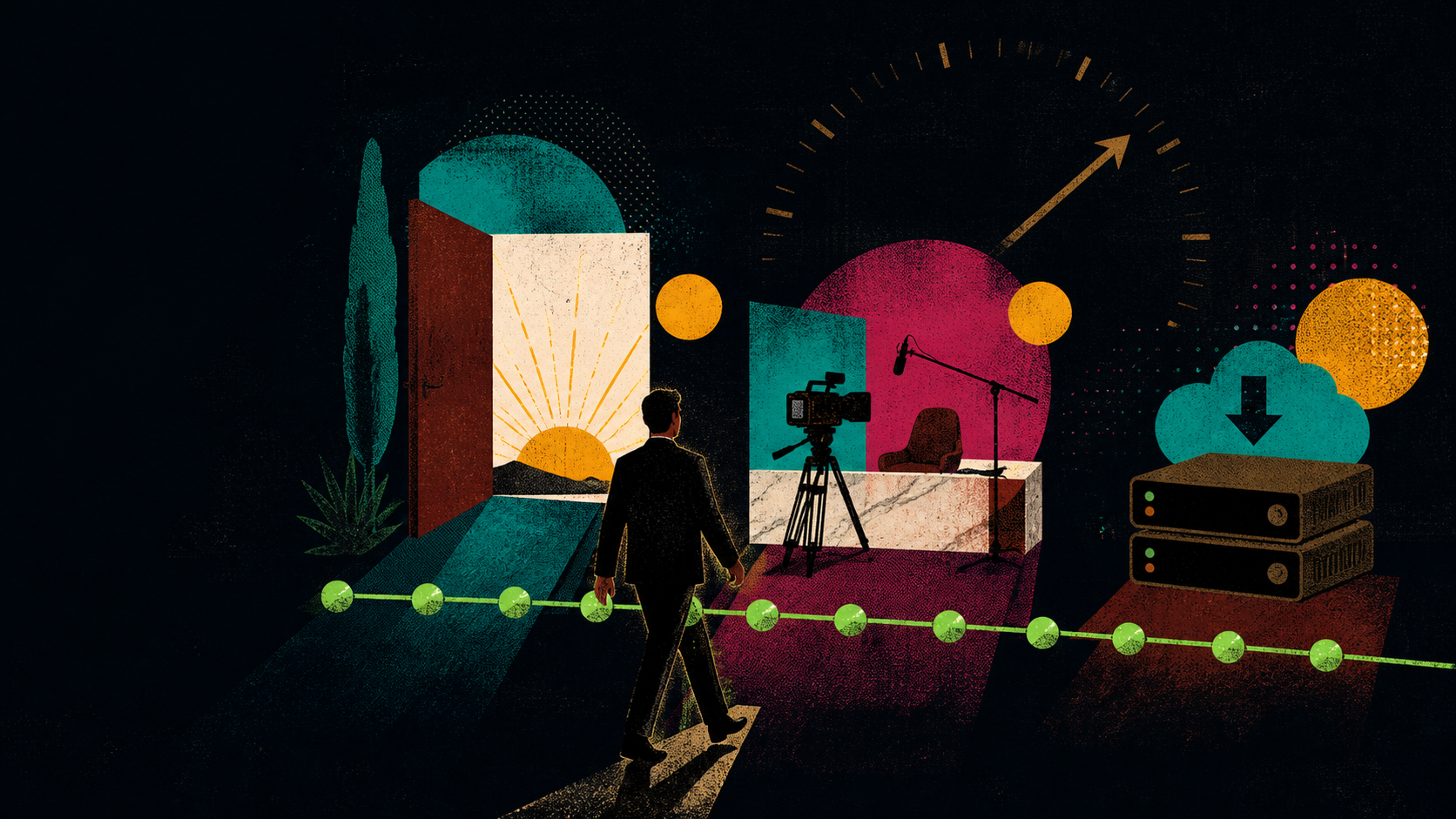 BusinessArt-illustratie van de vier fases van de contentdag